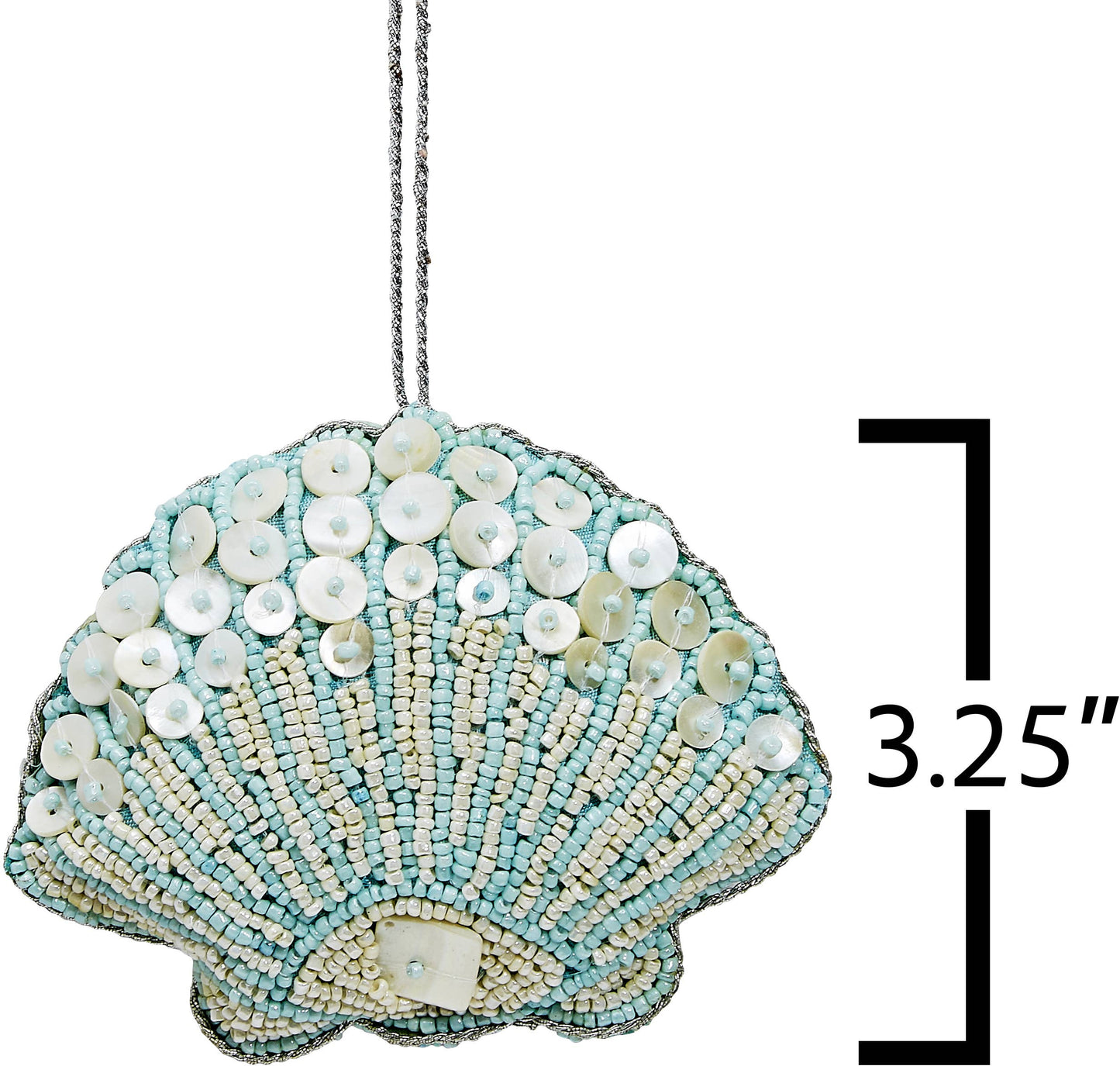 Scallop Blue & Beaded Ornament