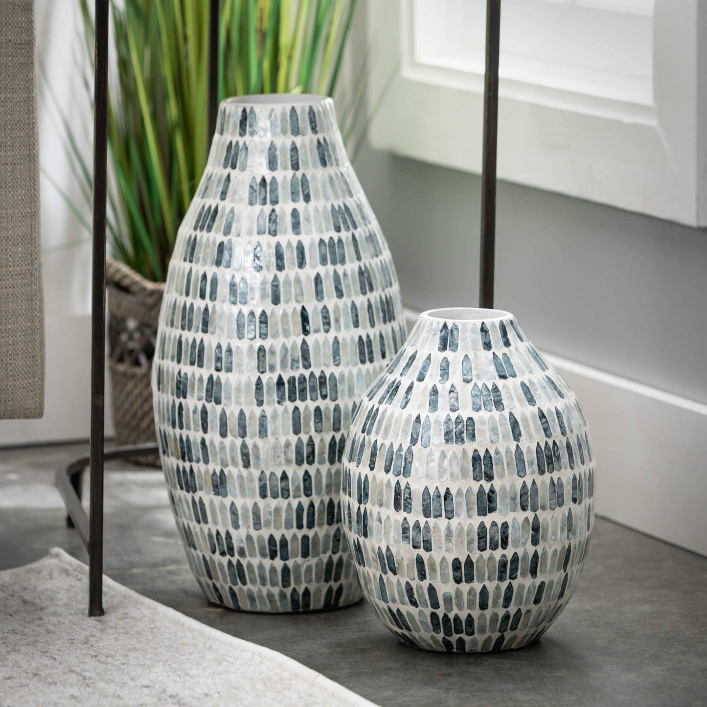 Blue Bamboo Capiz Vase