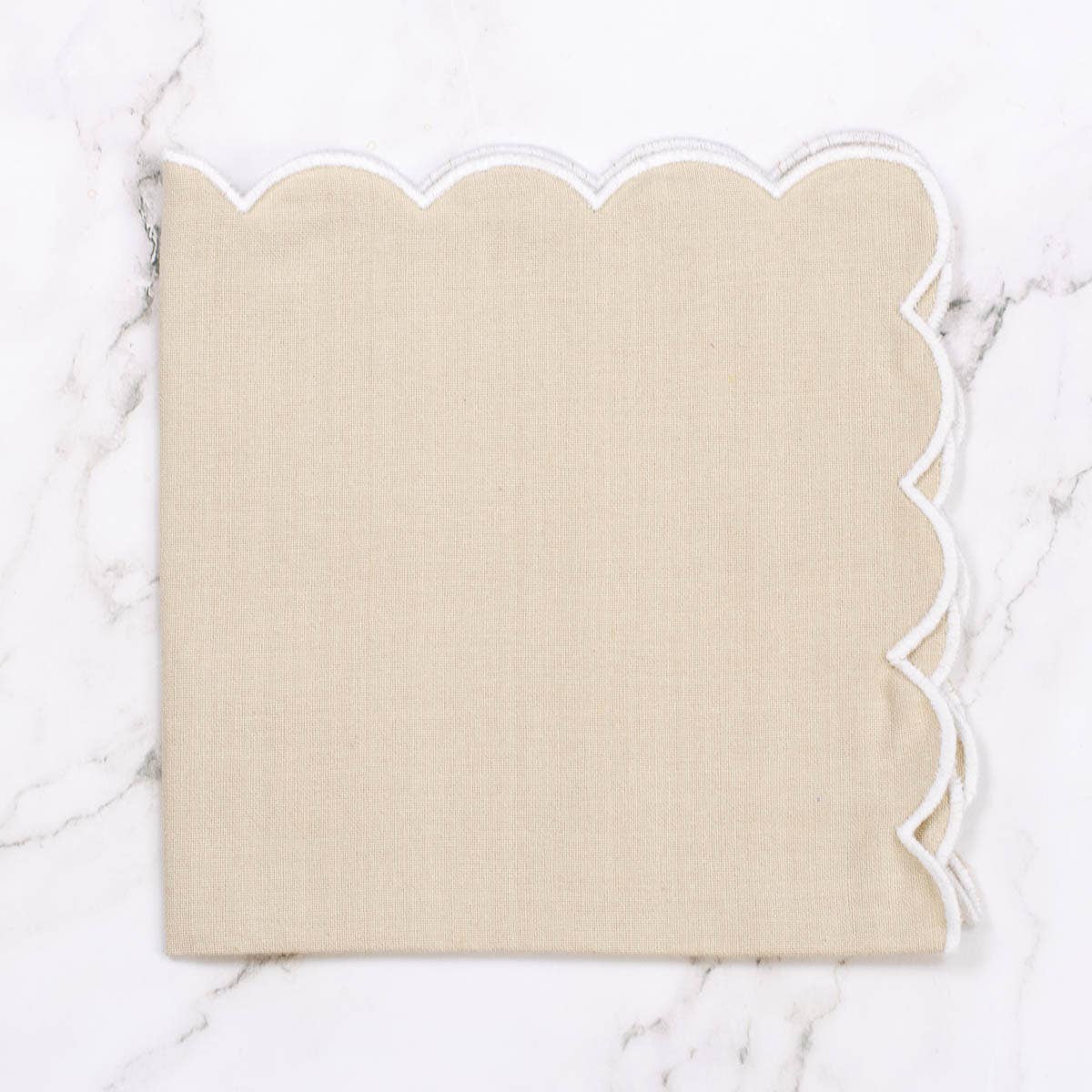 Scallop Napkin Oatmeal/White - 18x18