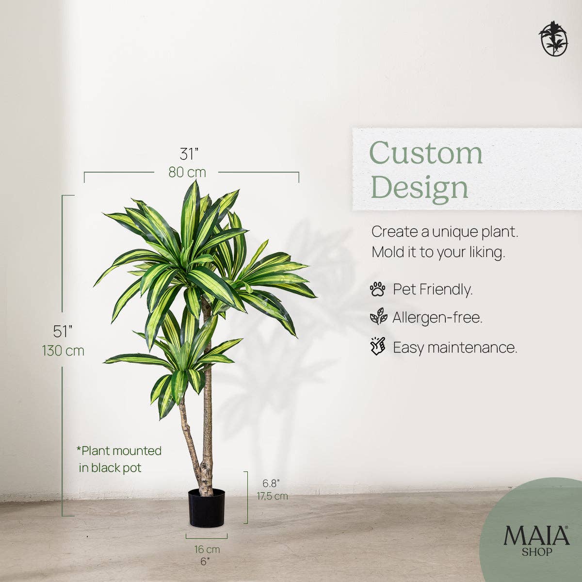 4.5' Artificial Dracaena Tree