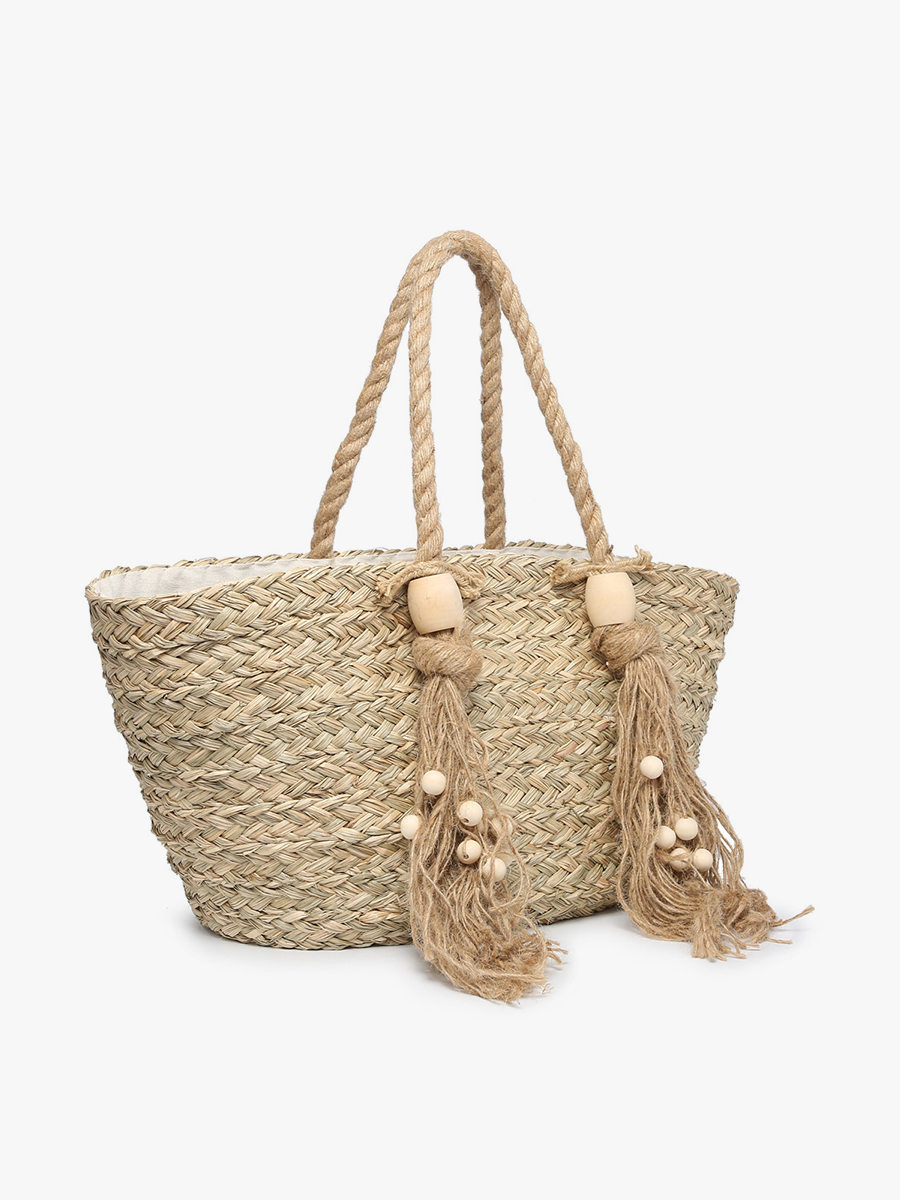 Alden Seagrass Tote w/ Knotted Rope Handles: Natural