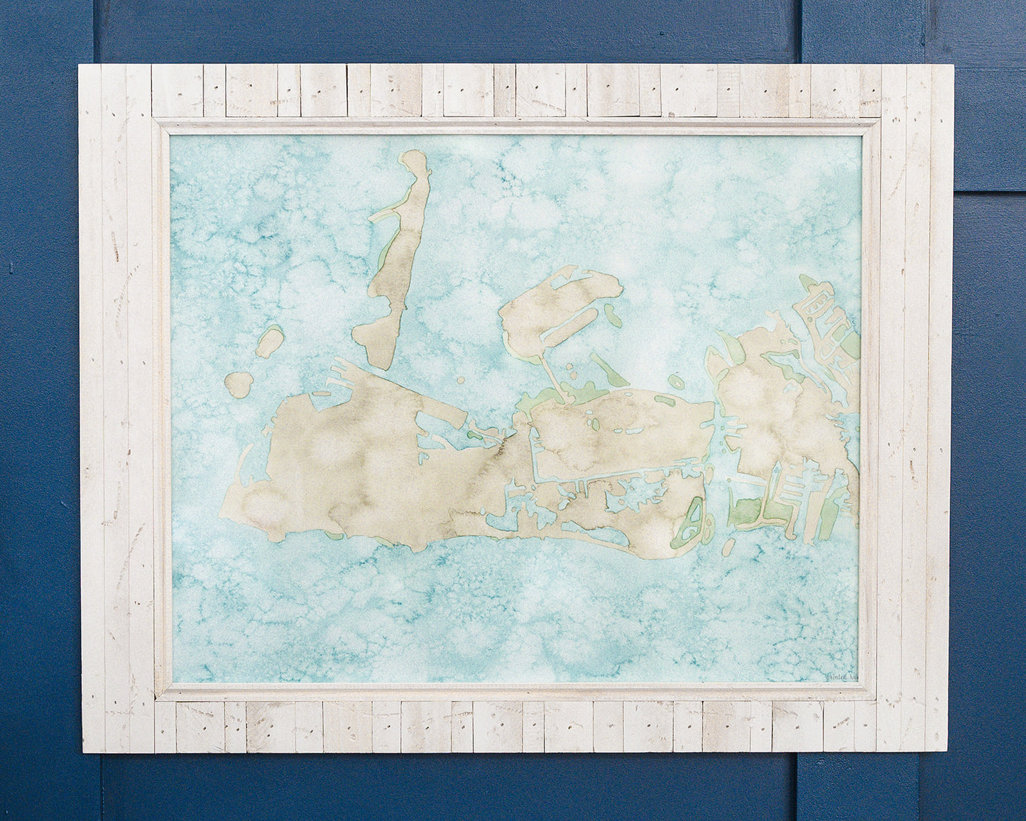 Framed Coastal Canvas Watercolor Map