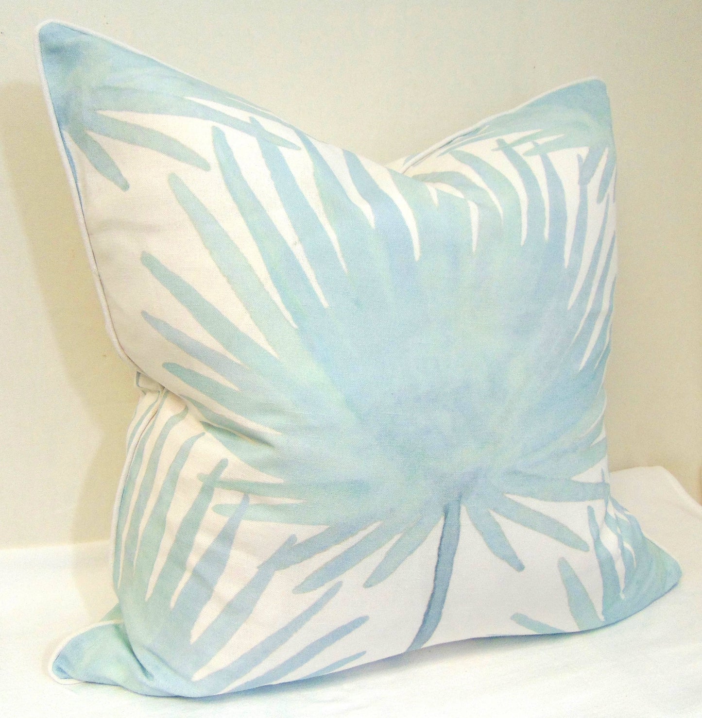 Palm Frond Pillow Cover With Welt