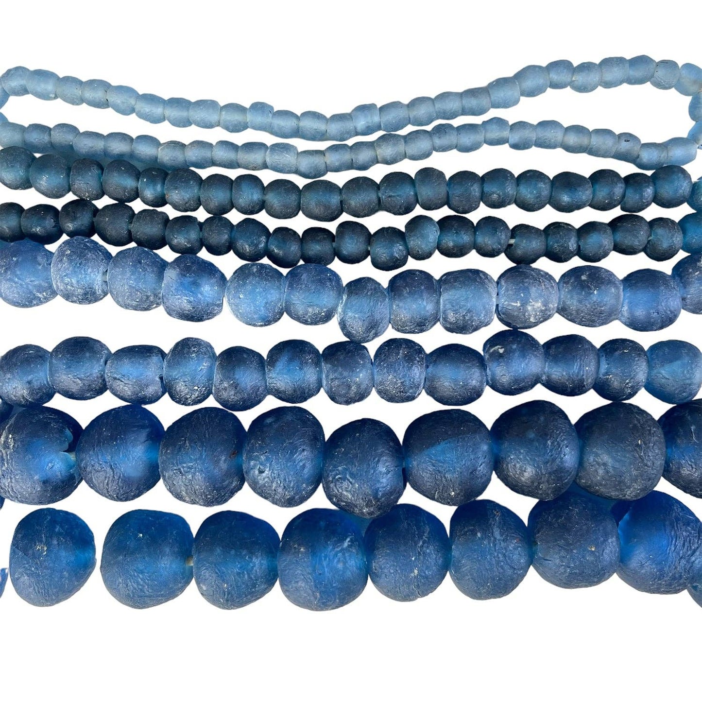 Recycled Glass Beads: Blue / Medium