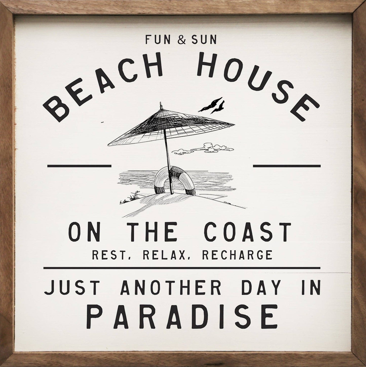 Fun And Sun Beach House Umbrella White Artwork