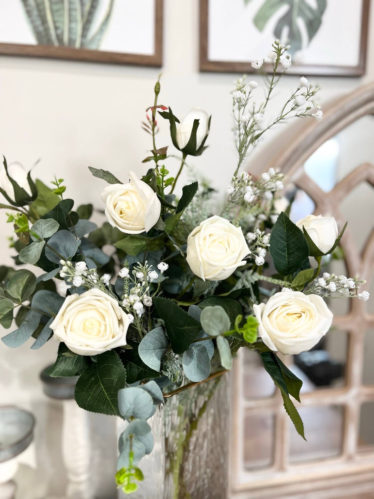 Real Touch Rose-3 flowers: Soft Ivory