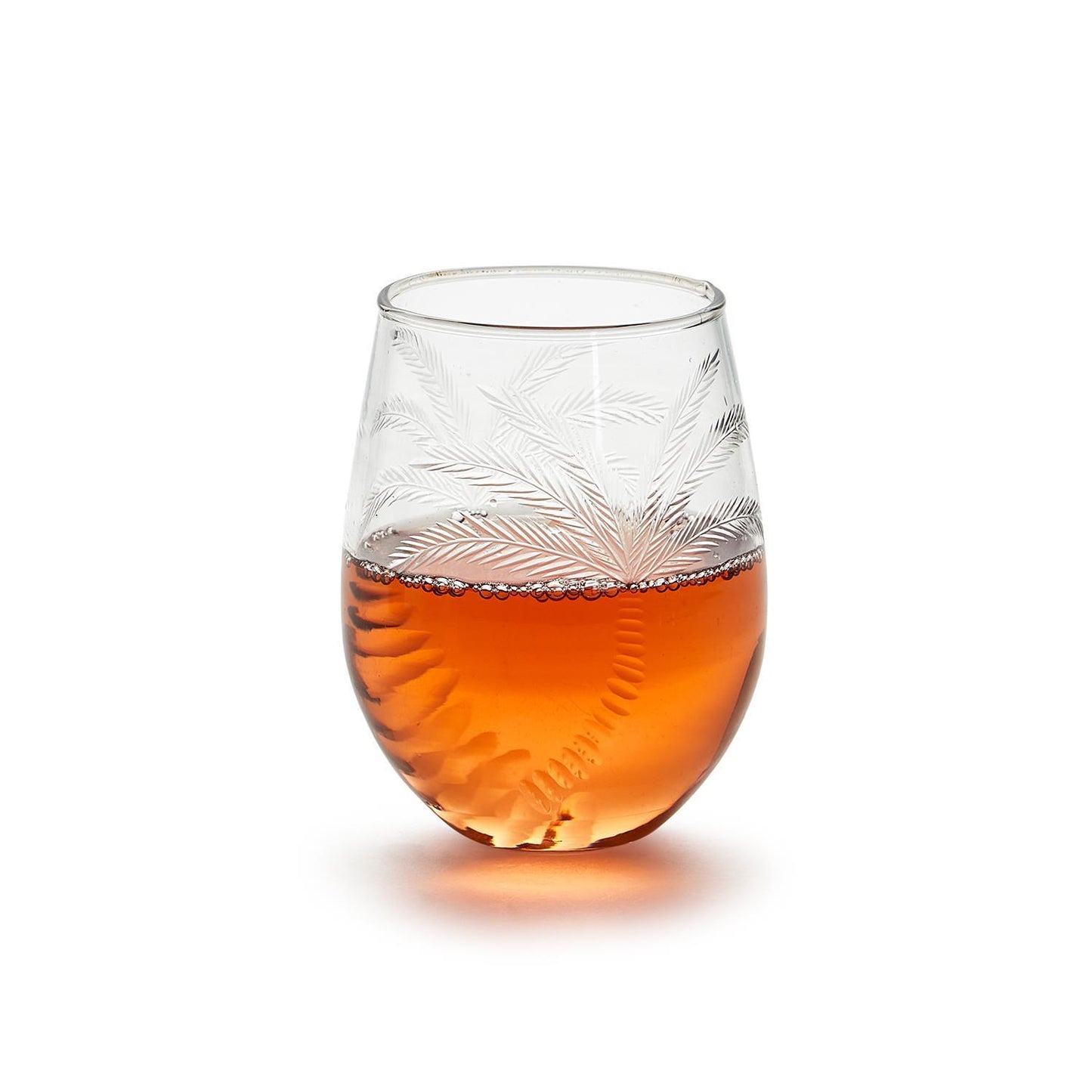 Palm Tree Etched Stemless Wine Glass