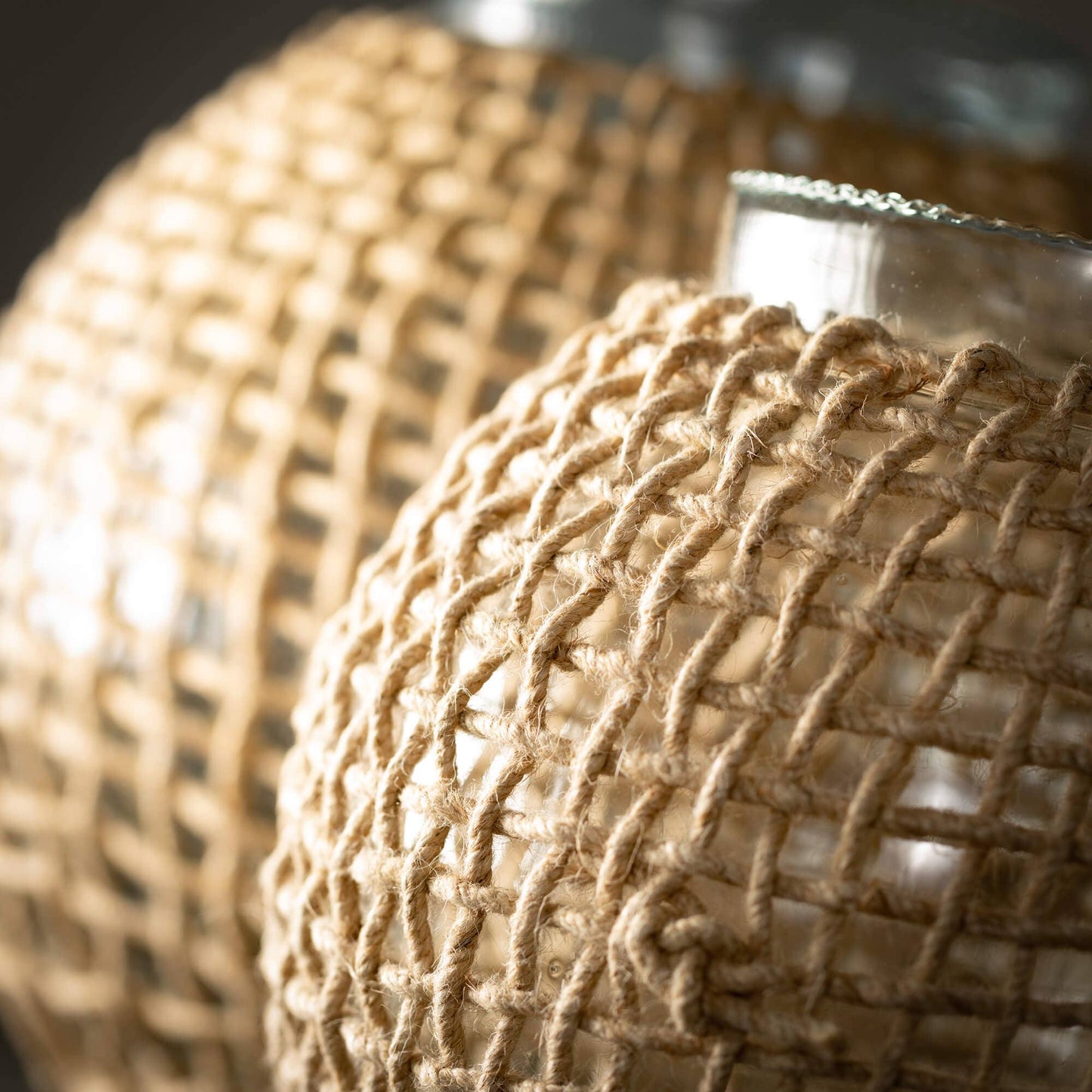 Woven Rattan Glass Sphere vase - Large
