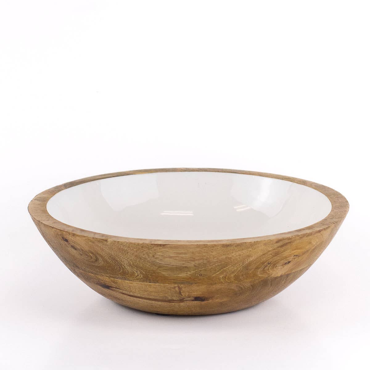 Wood & white Serving Bowl Natural/White - 9.75x3.25