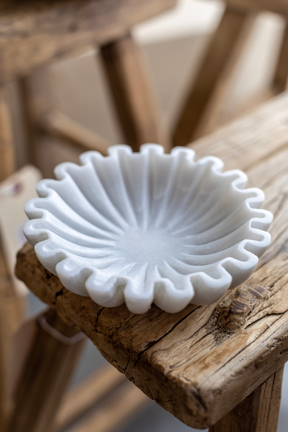 Marble Fluted Scalloped Bowl