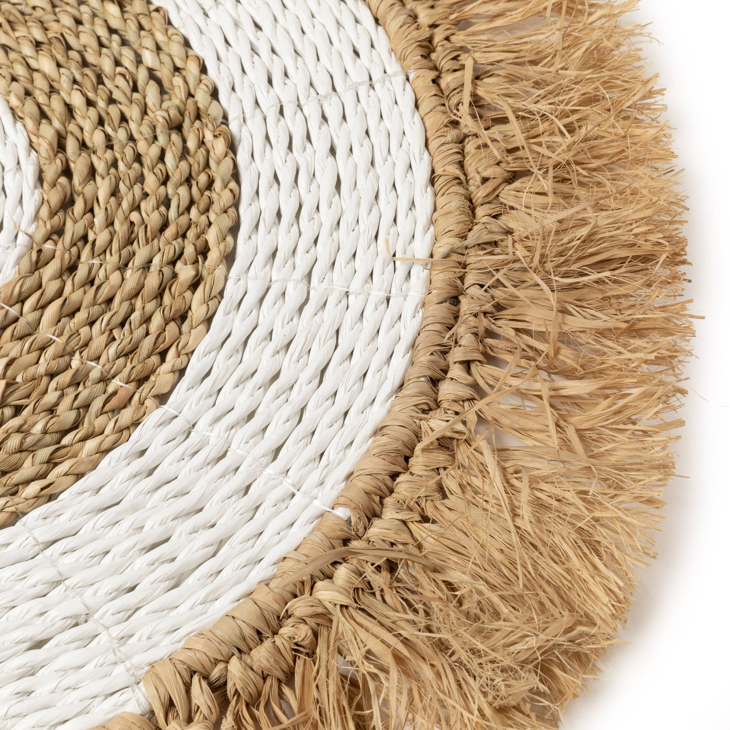 The Seagrass Raffia Placemat - Natural White Stripe