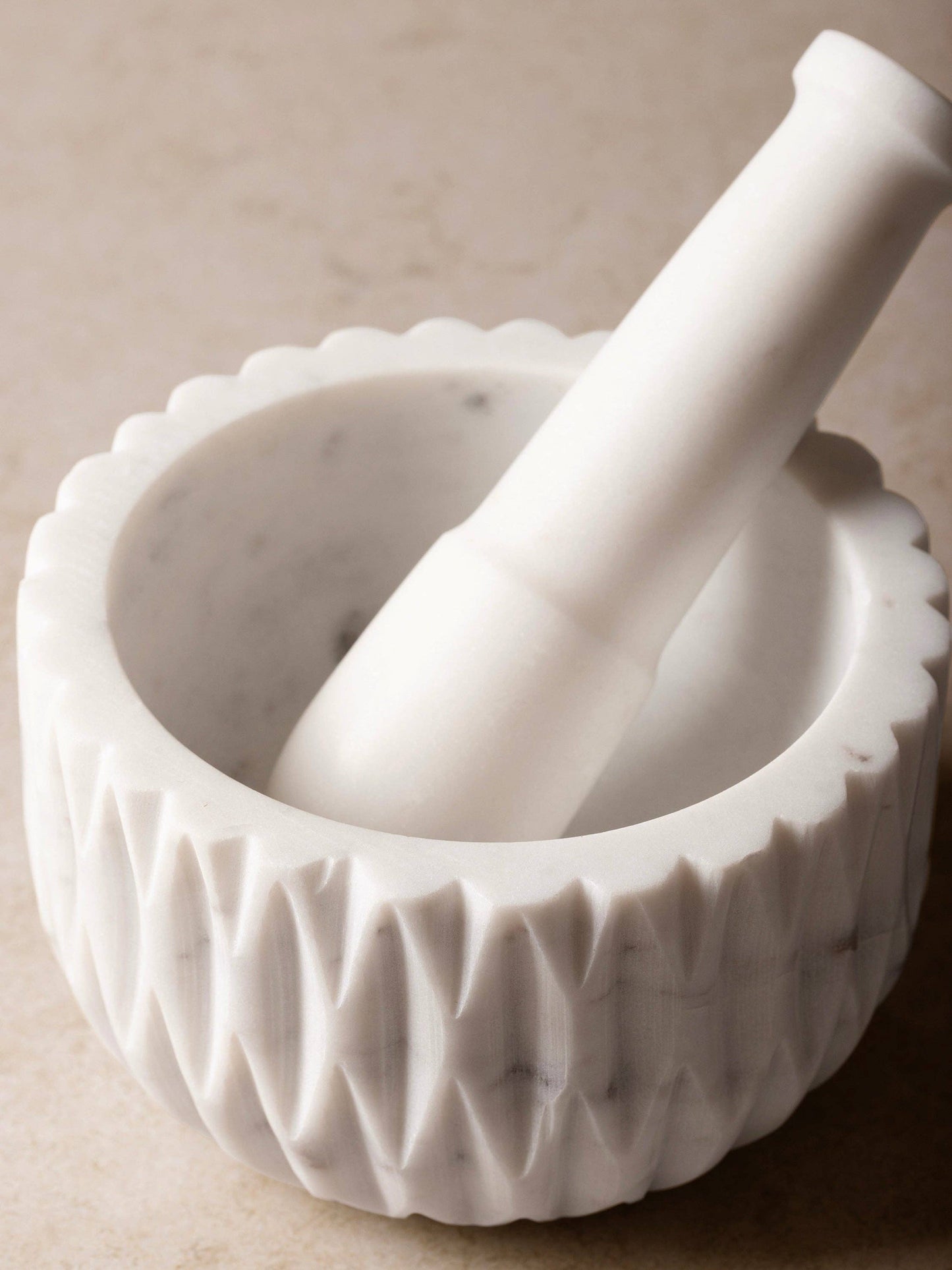 White Marble Mortar and Pestle