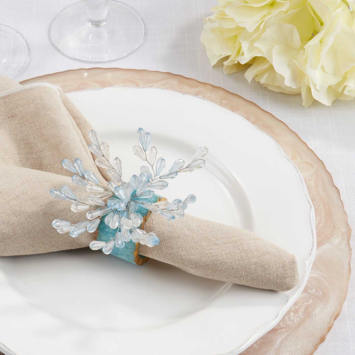 Beaded Bliss Resin Napkin Ring: Aqua