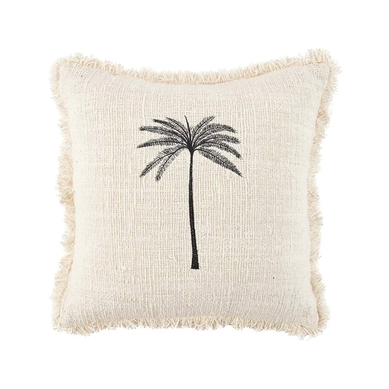 The Gili Palm Pillow Cover - Natural/Black