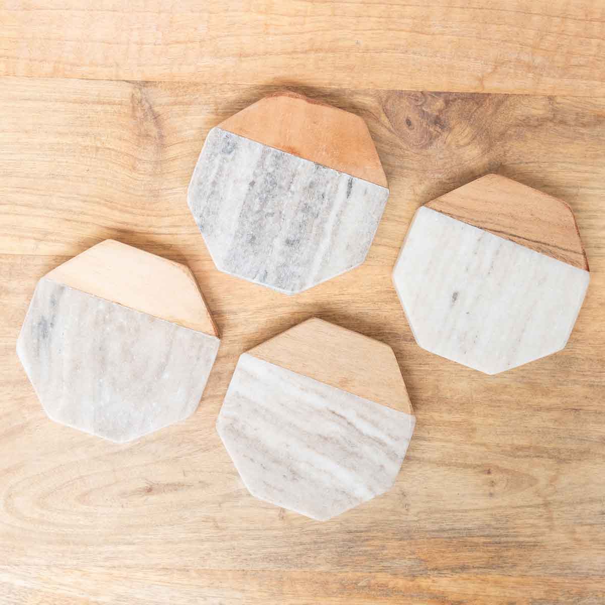 Leopold Marble Coasters - Sand/Natural Set of 4