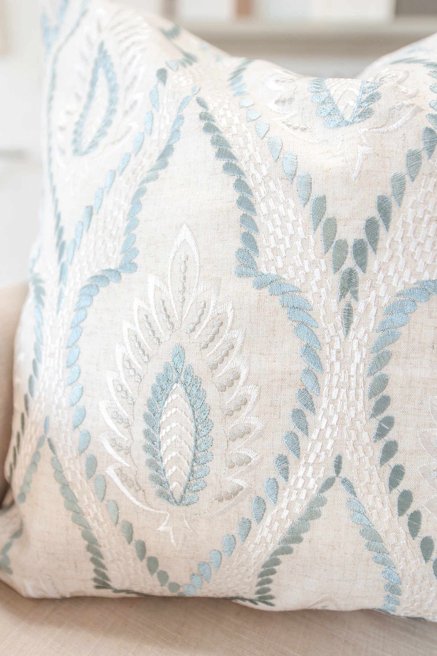 Ocean Grace Embroidered Pillow Cover