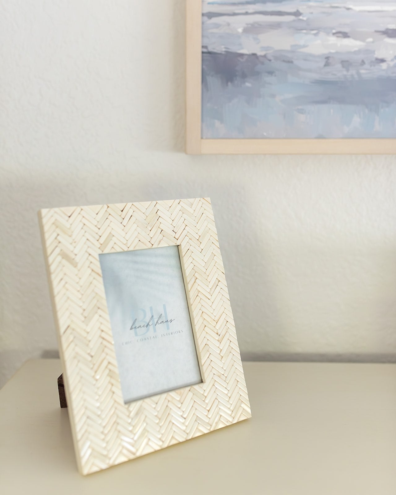 Bone Basketweave Photo Frame