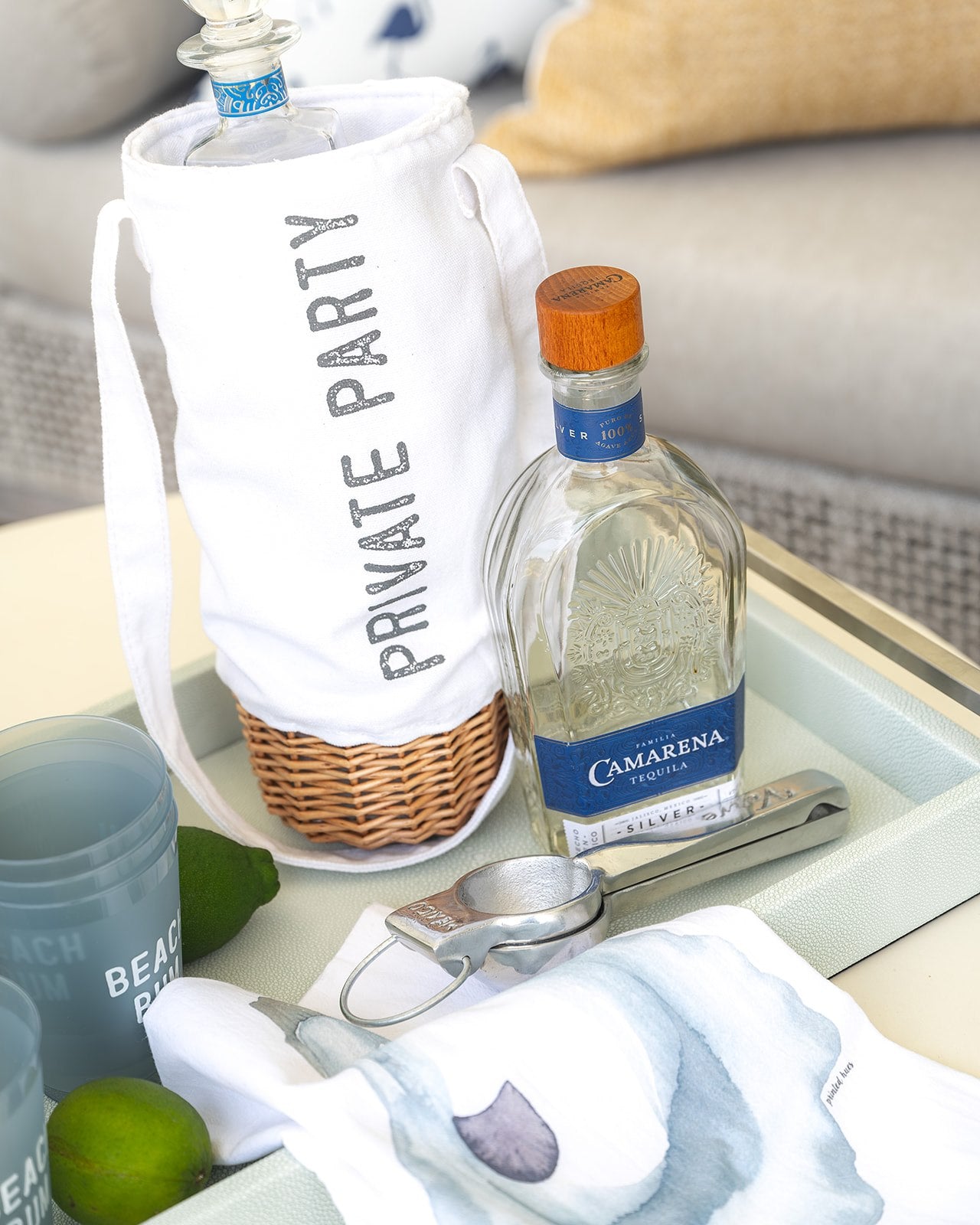Iced Blue Faux Shagreen Tray