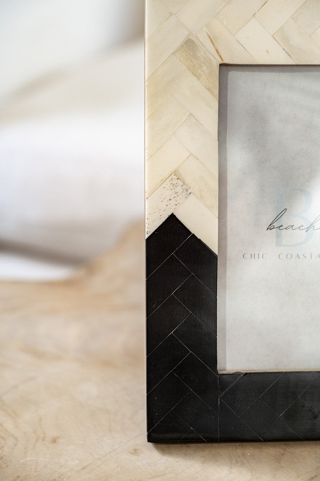 Ebony & Ivory Chevron Bone Photo Frame