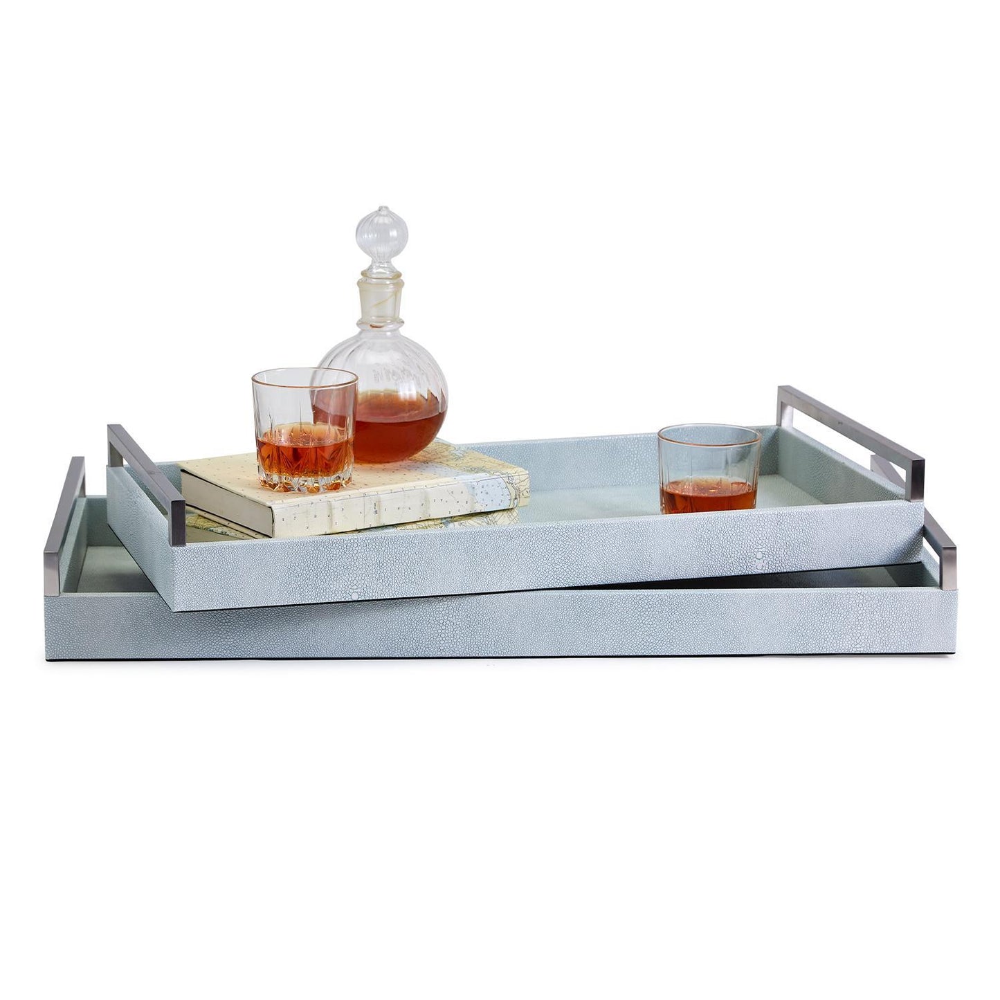 Iced Blue Faux Shagreen Tray