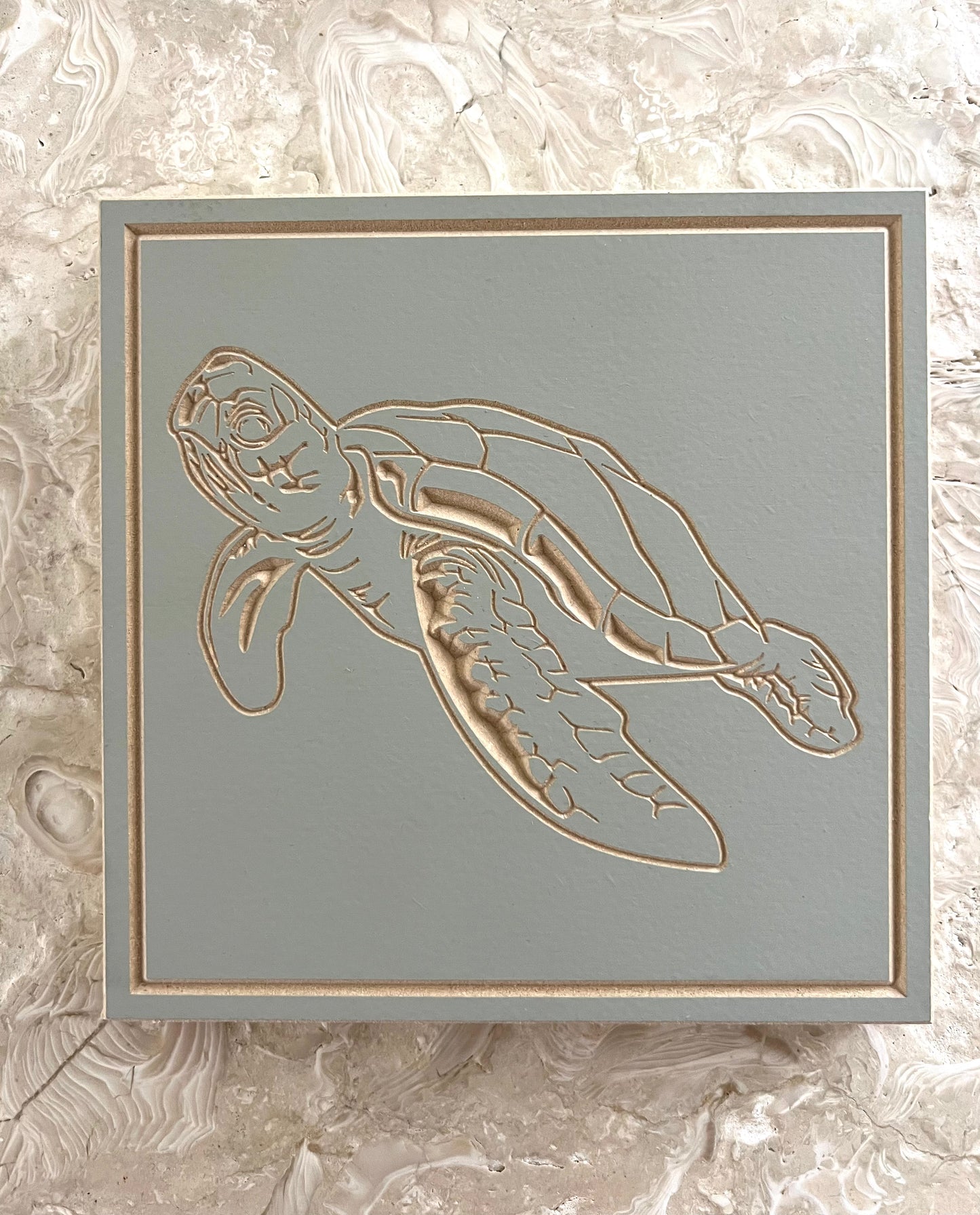 Carved Coastal Wooden Tile