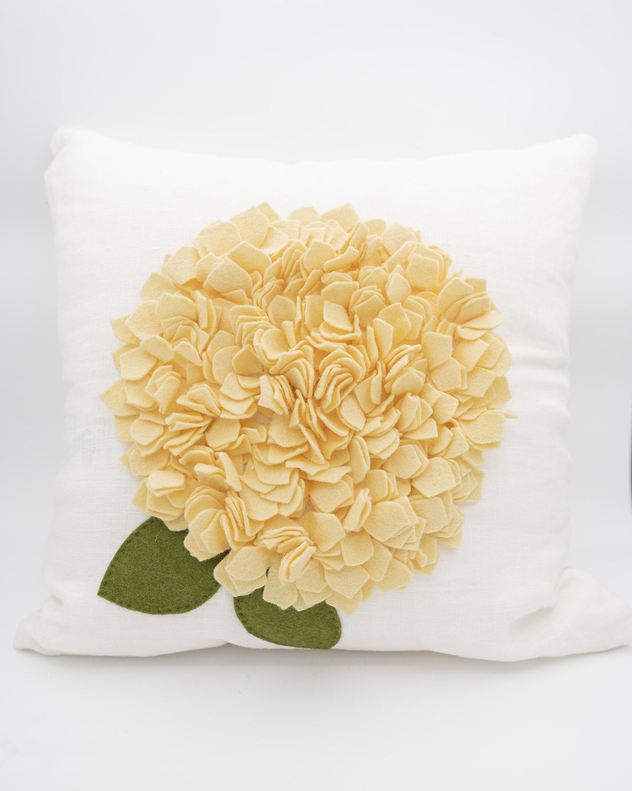 Felt Yellow Hydrangea Pillow