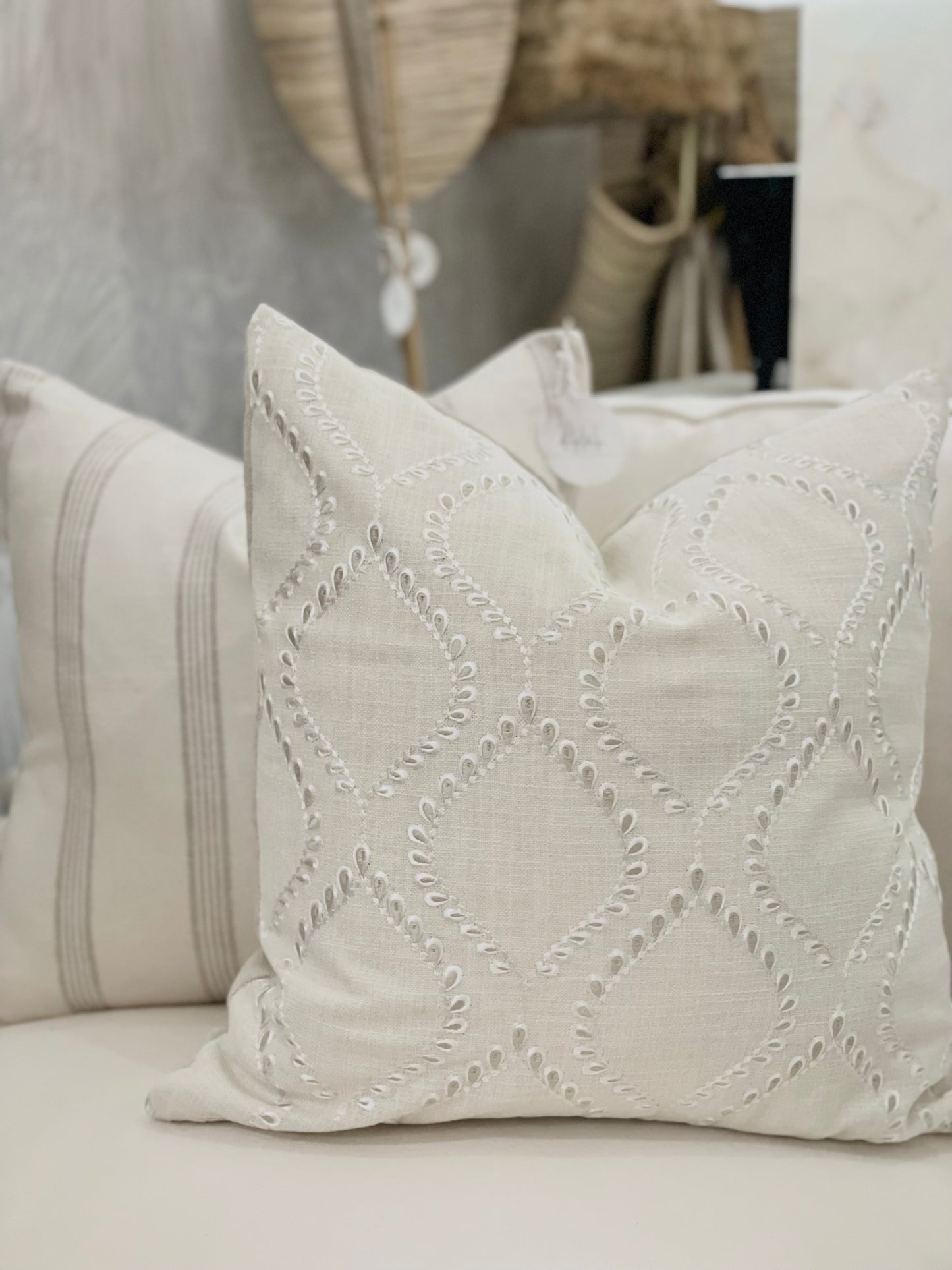 Embroidered Pearl Pillow Cover