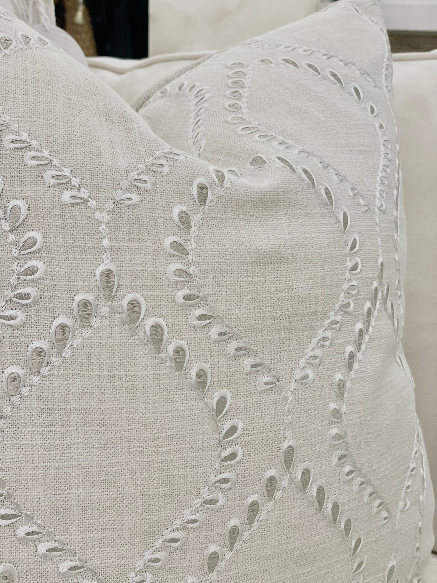 Embroidered Pearl Pillow Cover