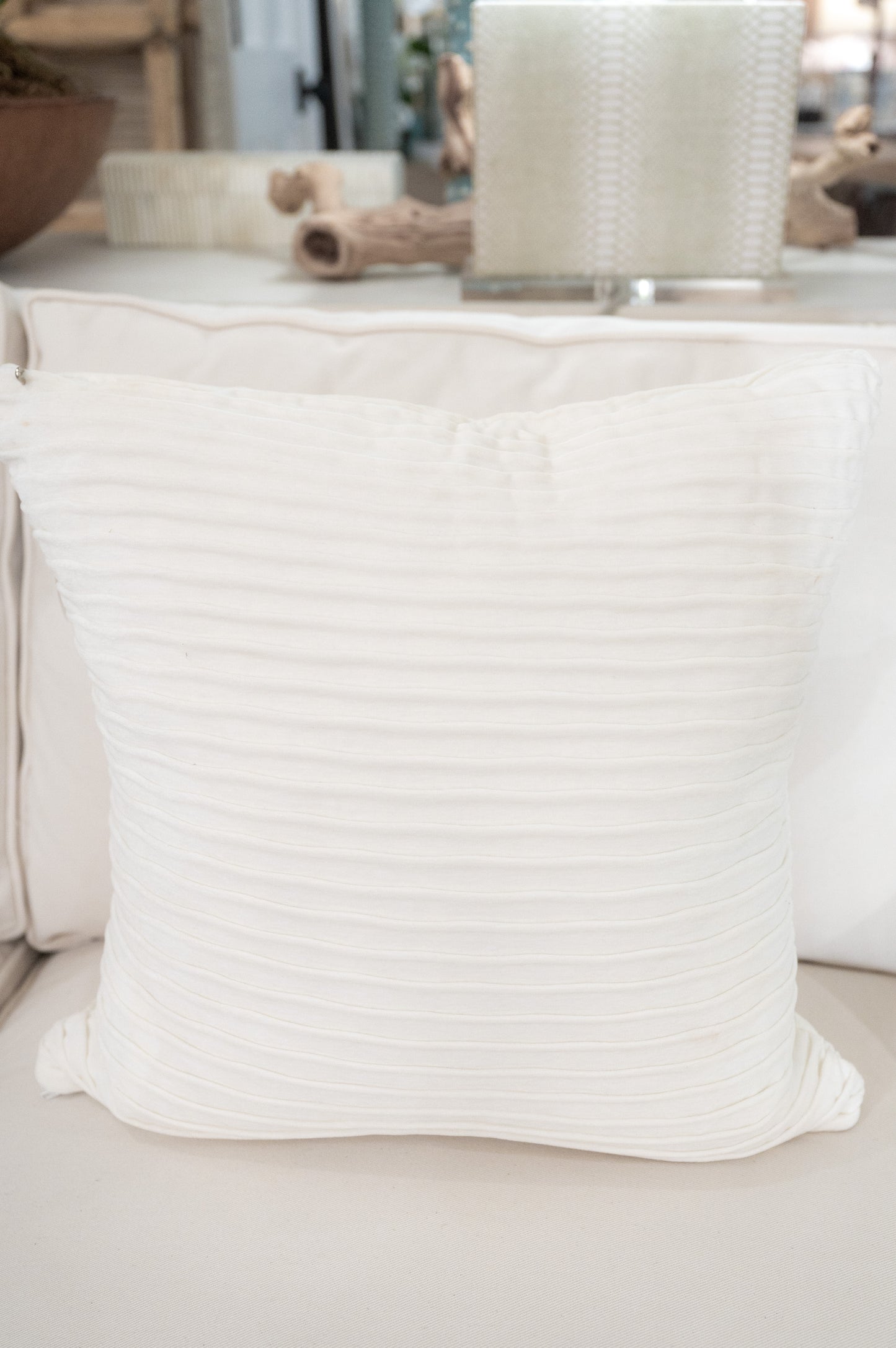 White Striped Pillow Cover