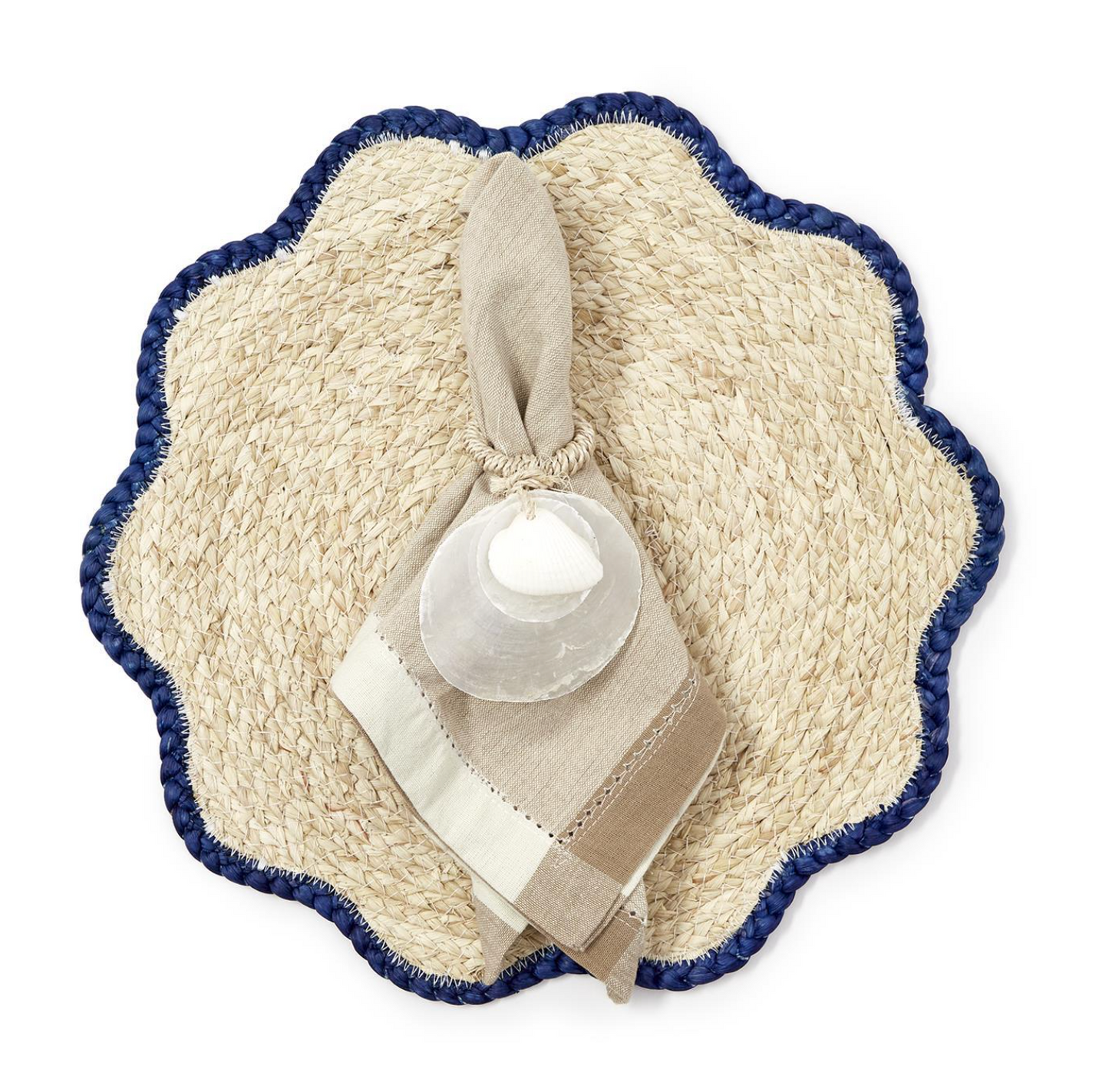 Handwoven scalloped placemat set of 4