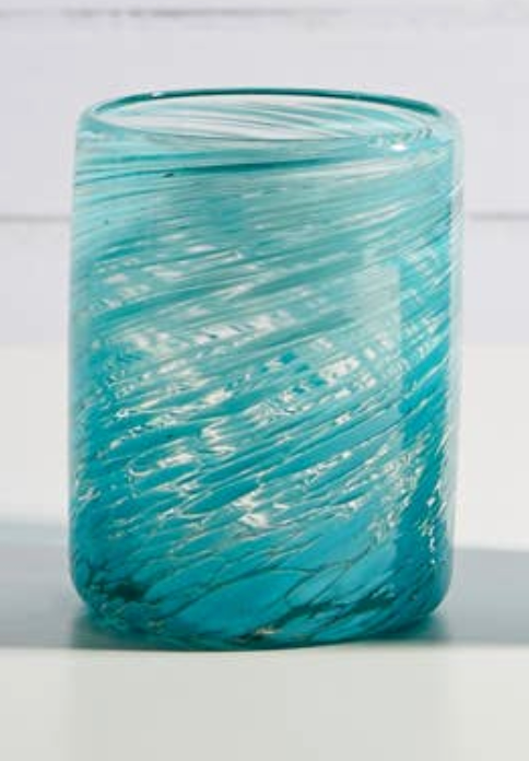 Mexican Handblown Glasses - Aqua