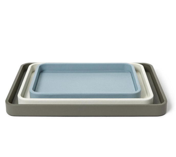 Small Blue Oval Edge Vegan Leather Tray
