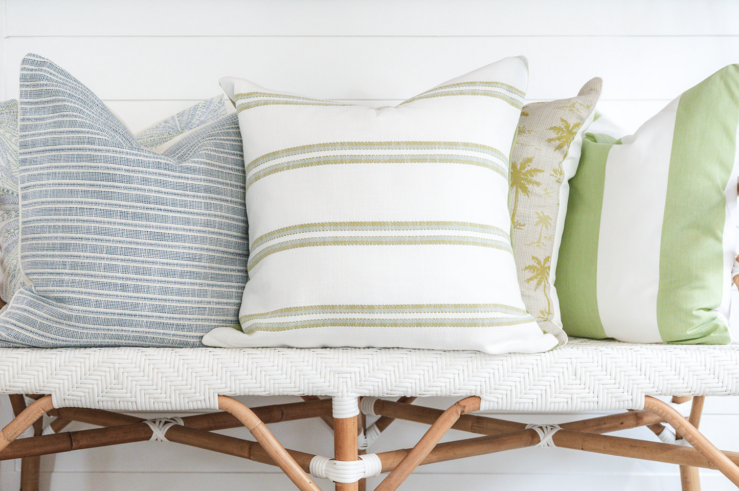 Beach Club Green & White Stripe Indoor/ Outdoor Pillow Cover