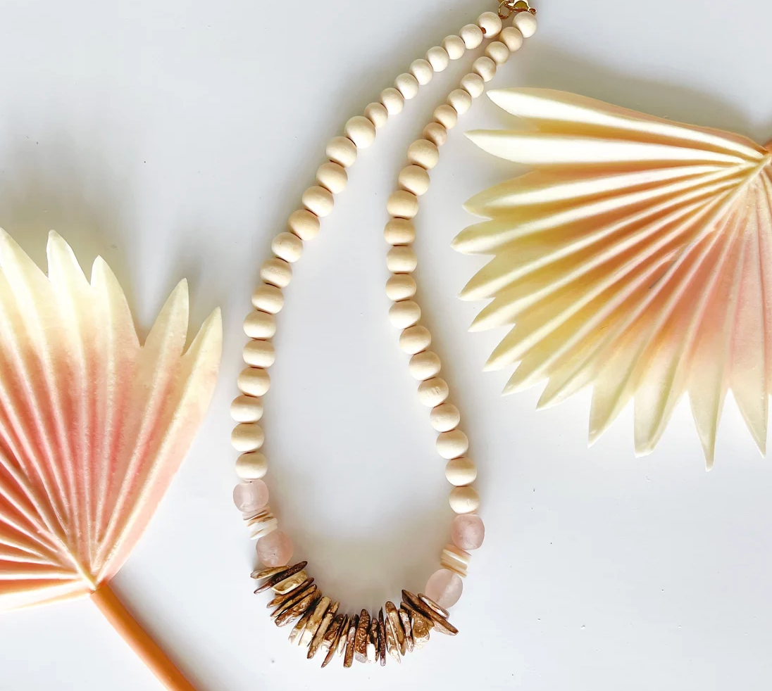 Palmetto Summer- Pink Coconut Necklace