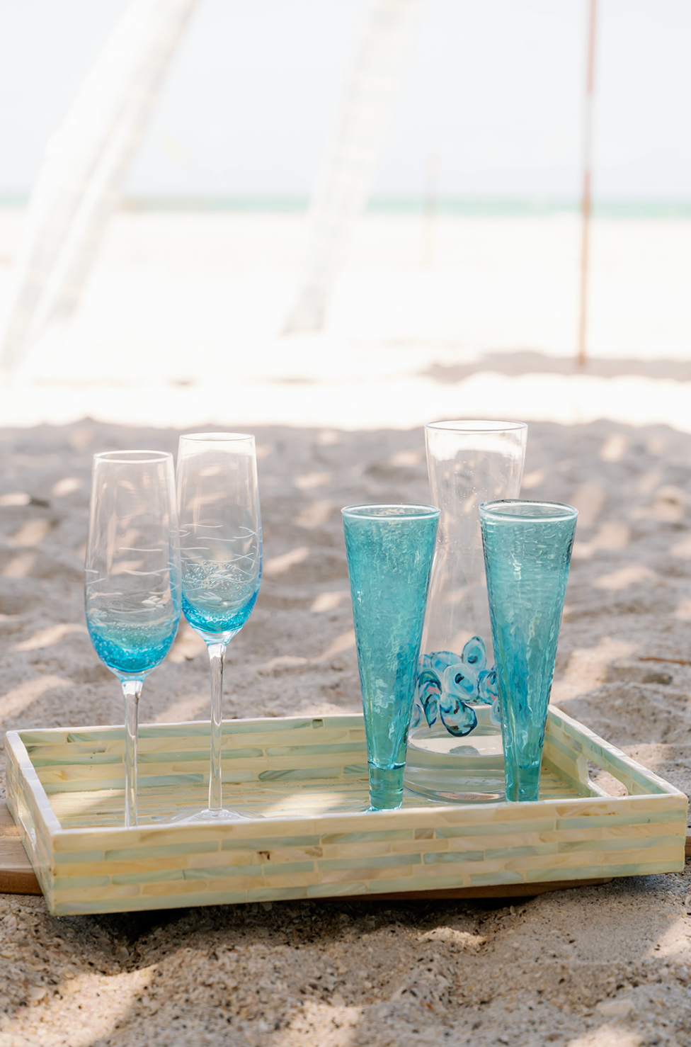 Catalina Footed Champagne Flute Teal