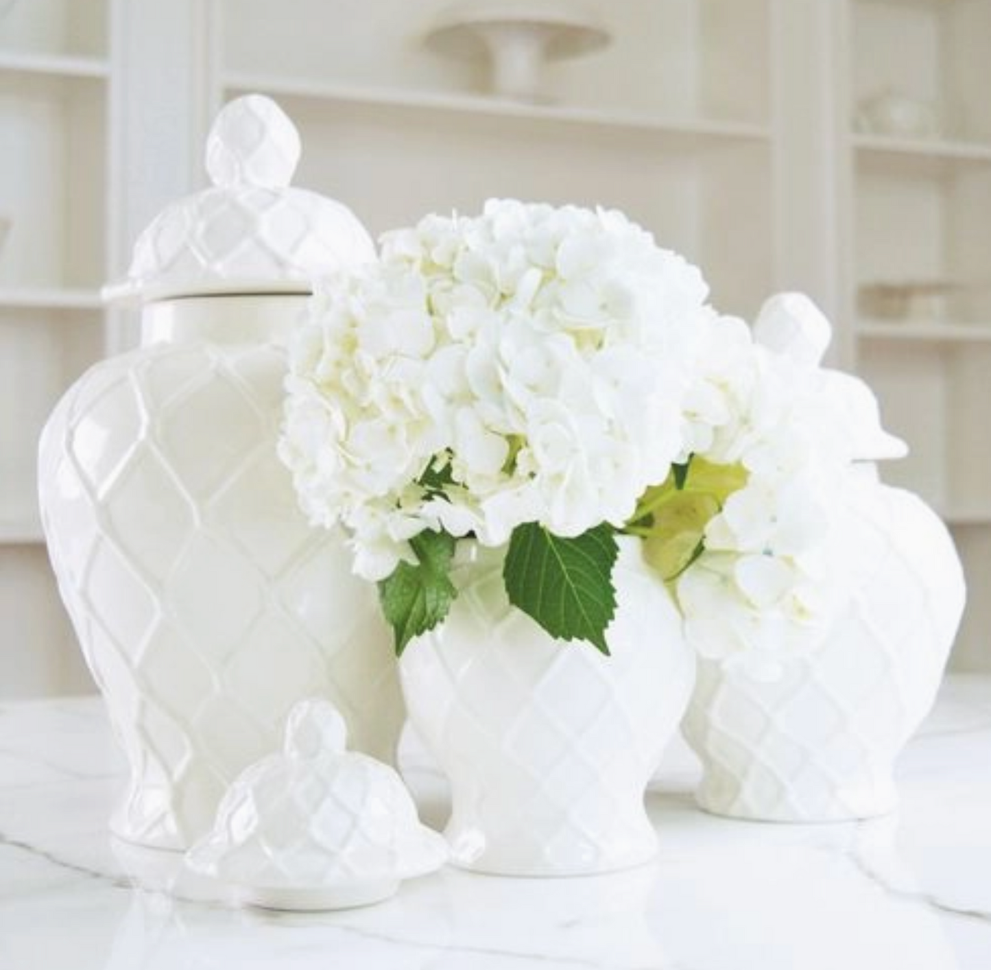 White Textured Ginger Jar- Small