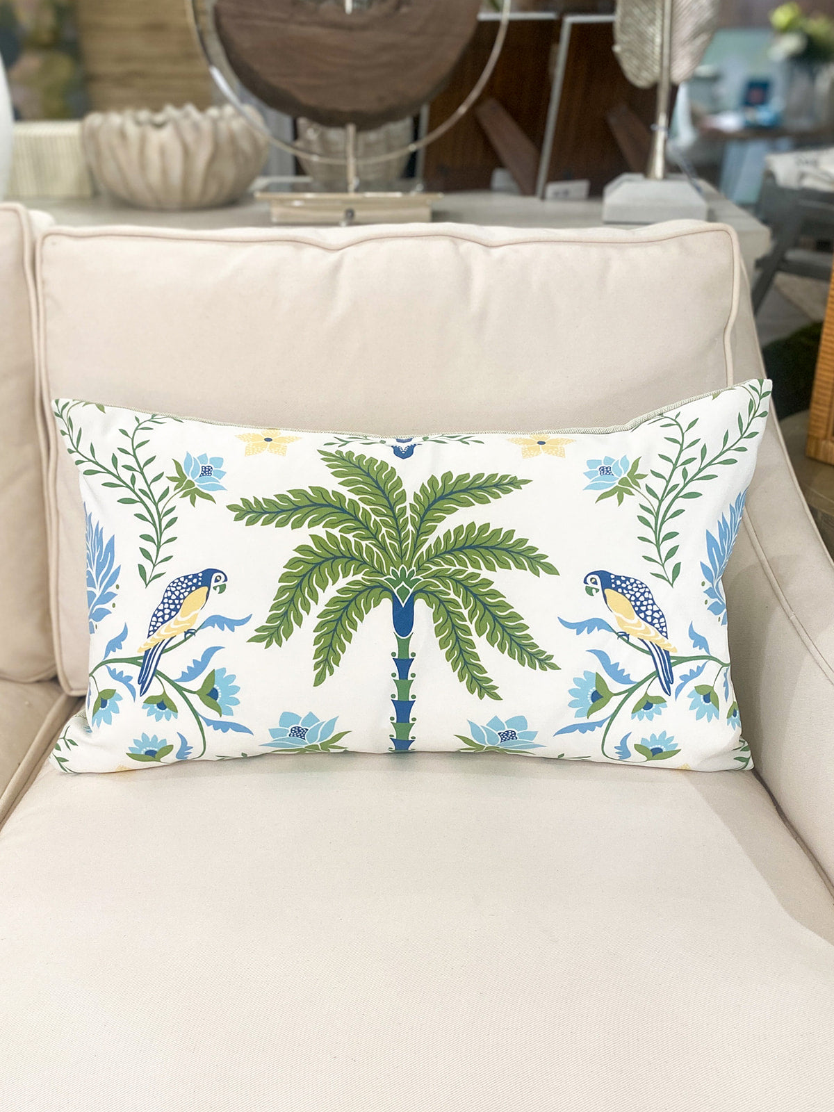 Tropical Parrots Lumbar Indoor/Outdoor Pillow Cover