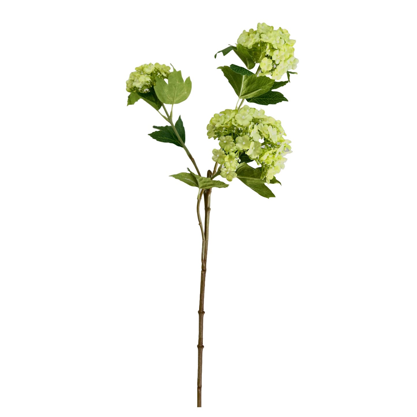 3 Blooms-faux Snowball hydrangea spray: Green