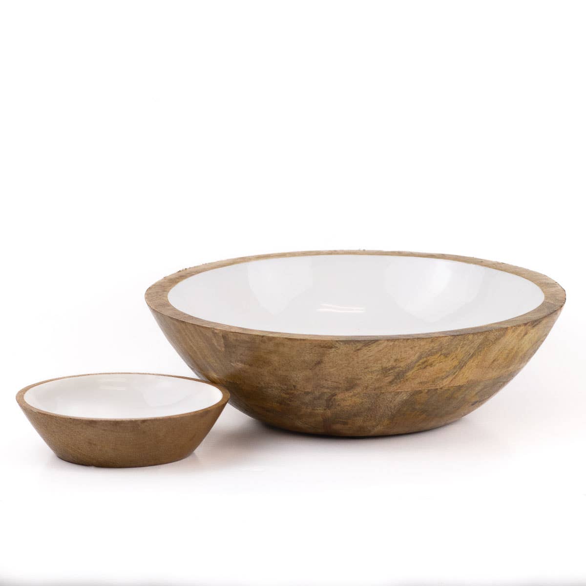 Wood & white Serving Bowl Natural/White - 9.75x3.25