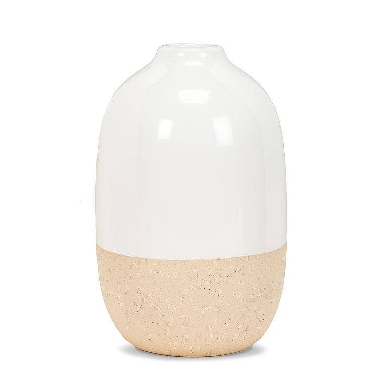 White & Natural Short Vase