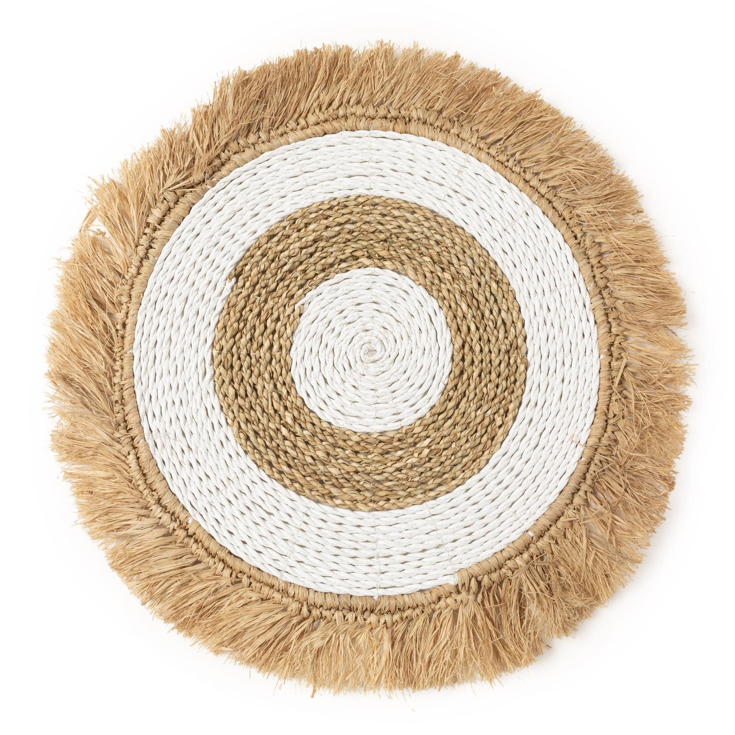 The Seagrass Raffia Placemat - Natural White Stripe