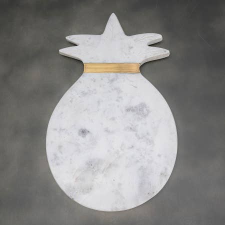 White Marble Pineapple Tray w/ Gold Inlay