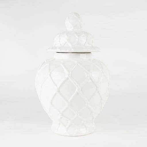 White Textured Ginger Jar - Small