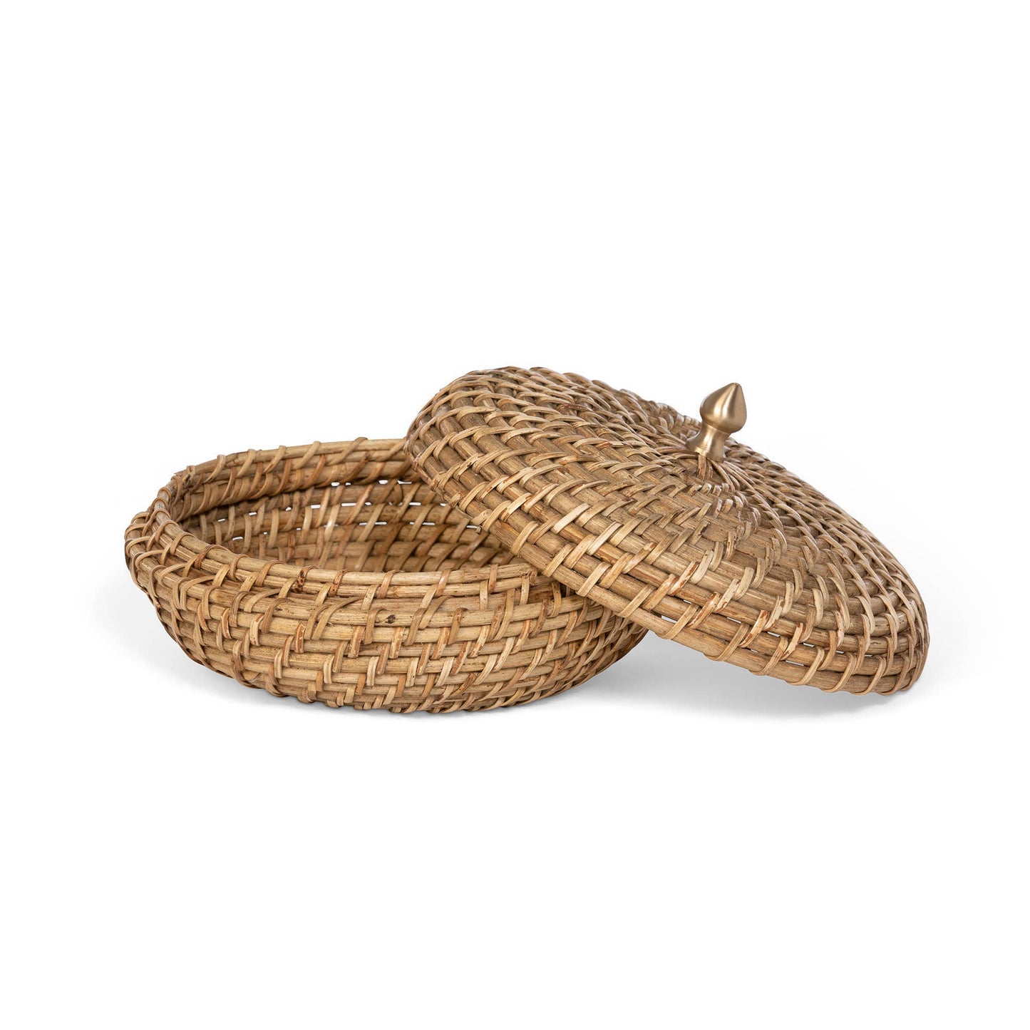 Woven Bamboo Cane Lidded Box