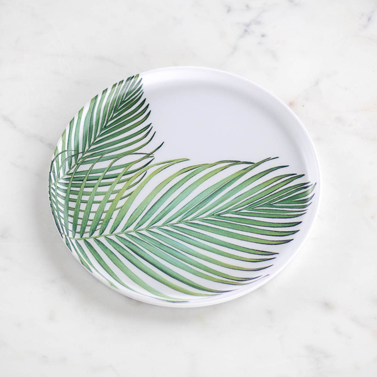 Tobago Palm Melamine Plate White/Green - 8"