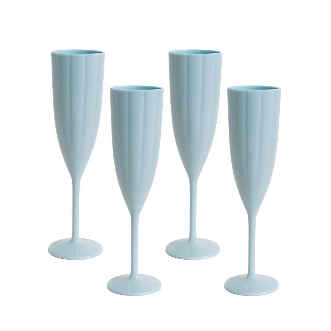 Garden Party Scalloped Acrylic Champagne Flutes, Blue (Set of 4) – SumnerEdit: One Size (Set of 4)