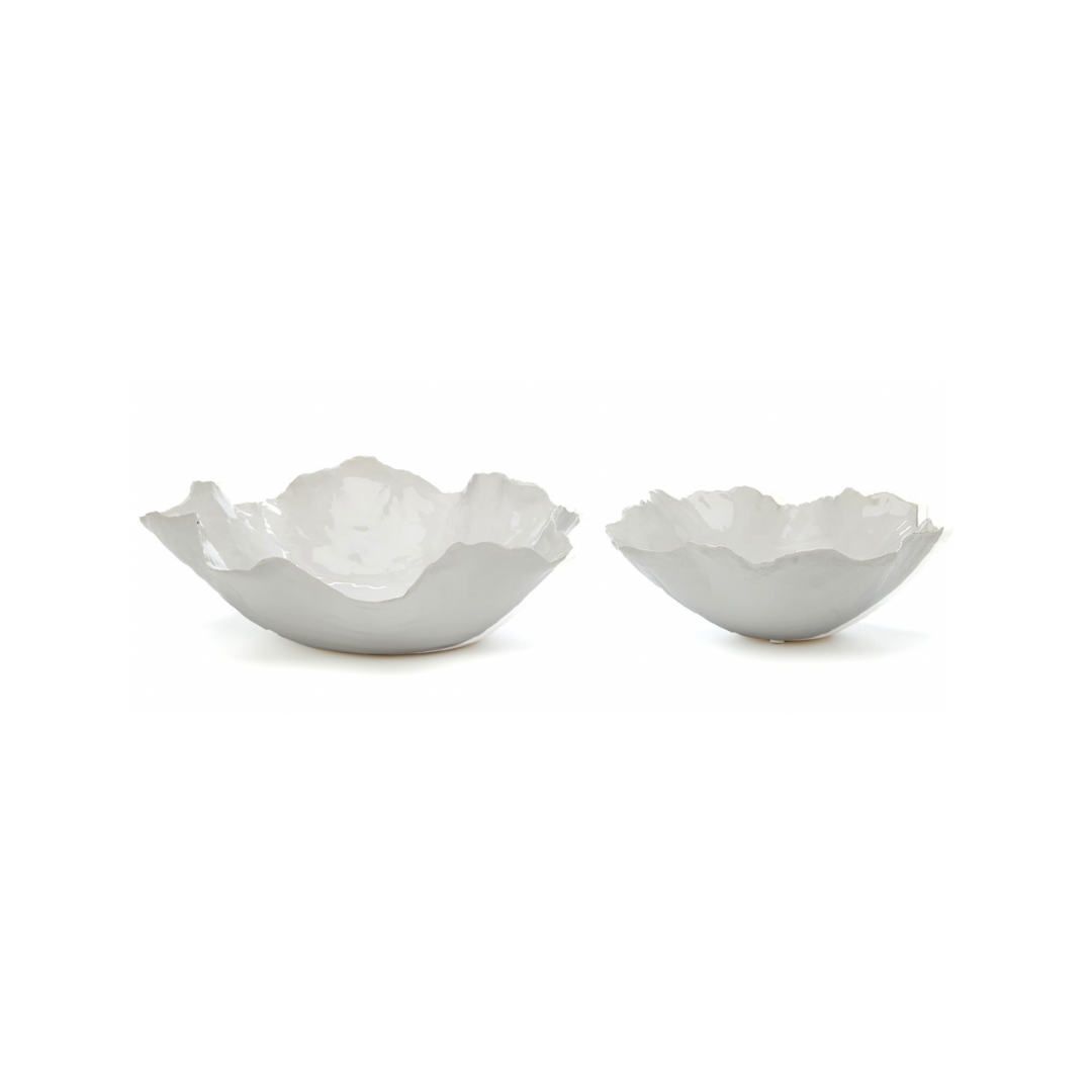 White Ceramic Freeform Bowls