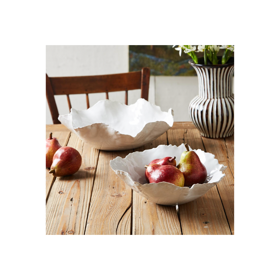White Ceramic Freeform Bowls
