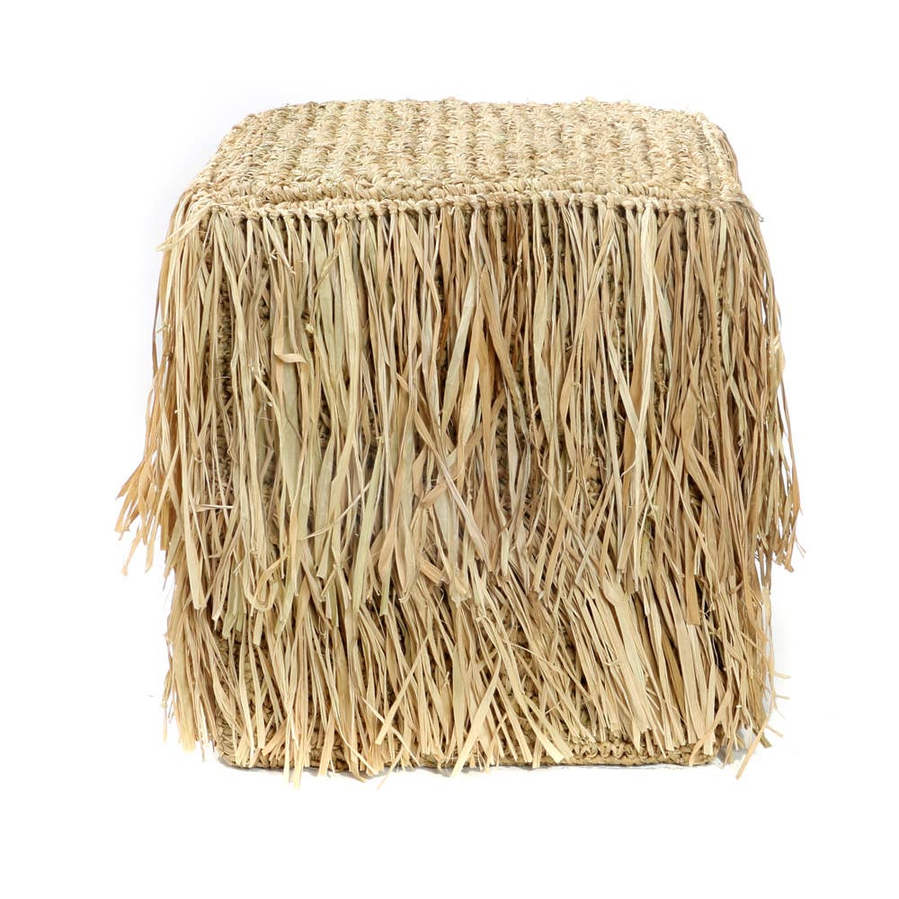 The Raffia Shaggy Stool - Square