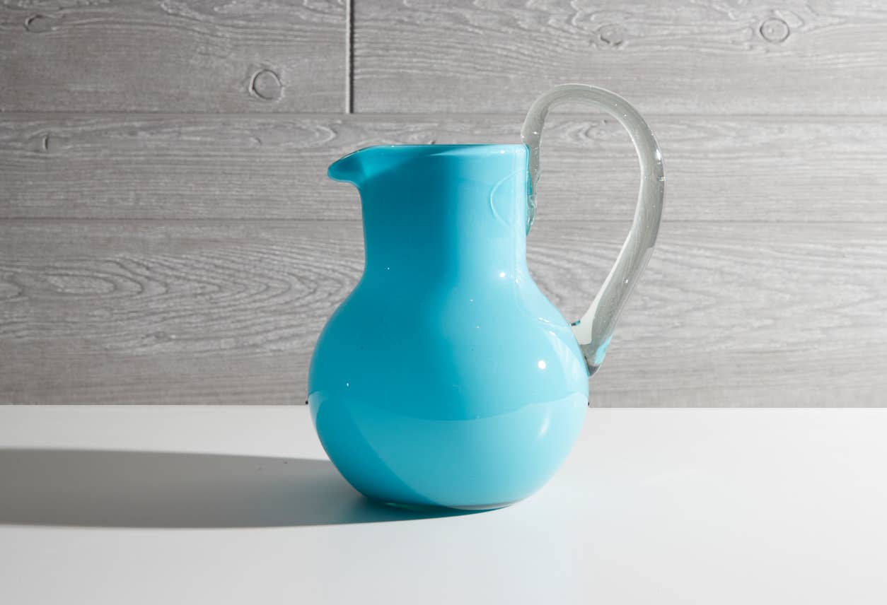 Handblown Glass Pitcher - Aqua